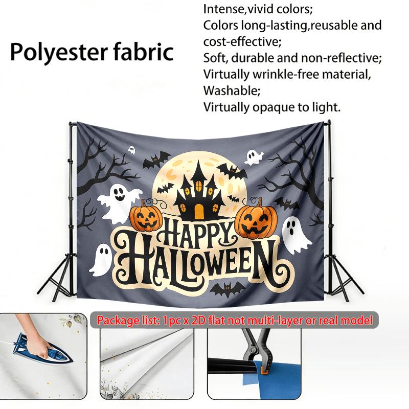 Haunted Castle Halloween Party Backdrop, Spooky Polyester Banner for Wall Decor & Photo Booth