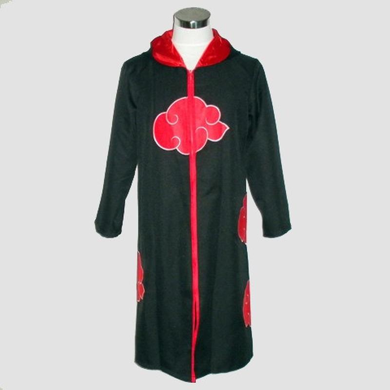 4pcs Anime Naruto Akatsuki Uchiha Itachi Cosplay Costume Cloak Robe Ninja Cloak Set Ring Headband Halloween