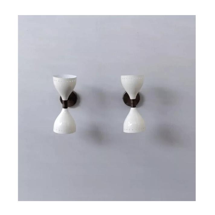 Пара итальянских настенных светильников Diabolo середины 1950-х годов, латунный светильник