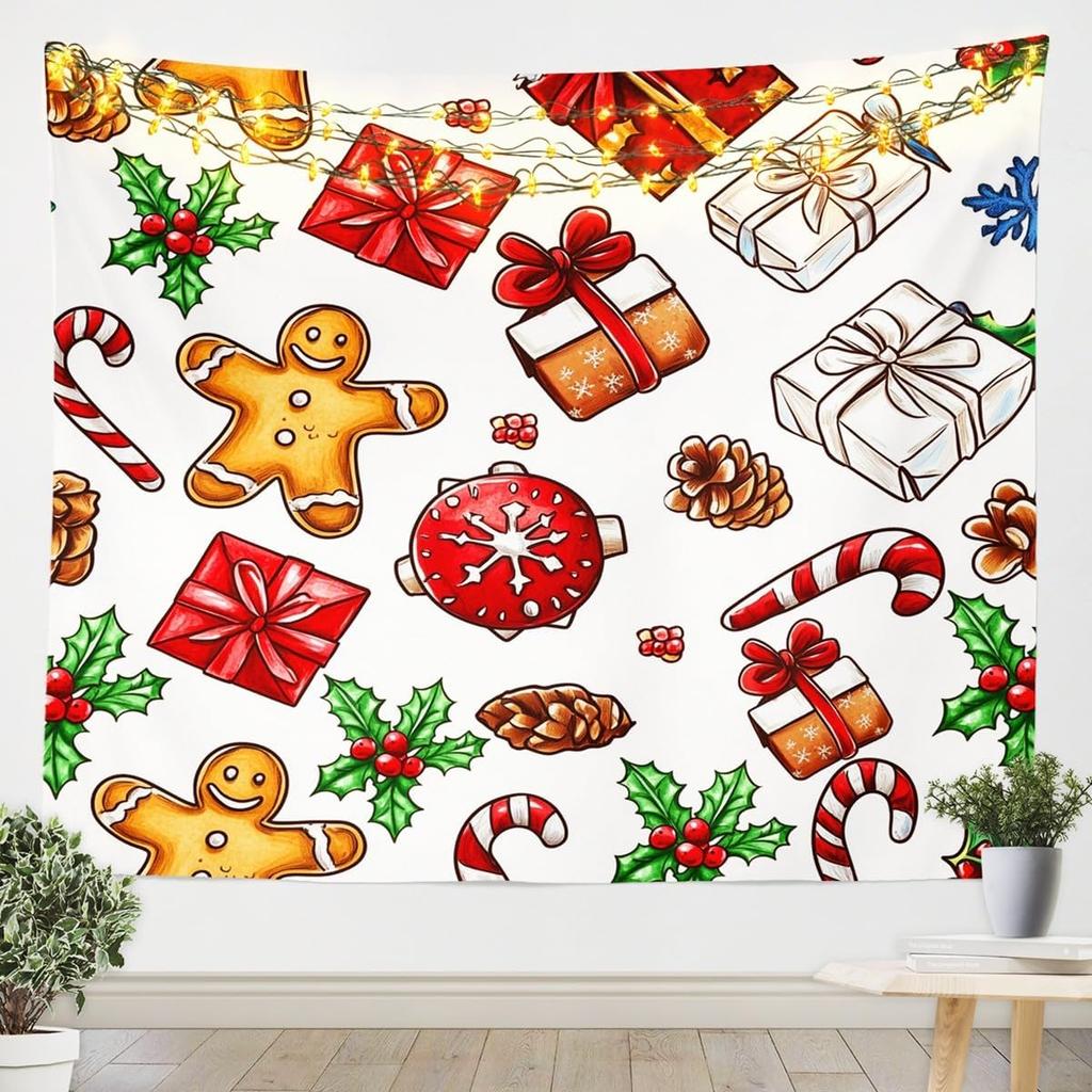 Рождественский Санта Клаус Настенный гобелен Рождественское настенное украшение Елка Настенное украшение Великолепная рождественская елка Камин Подарки