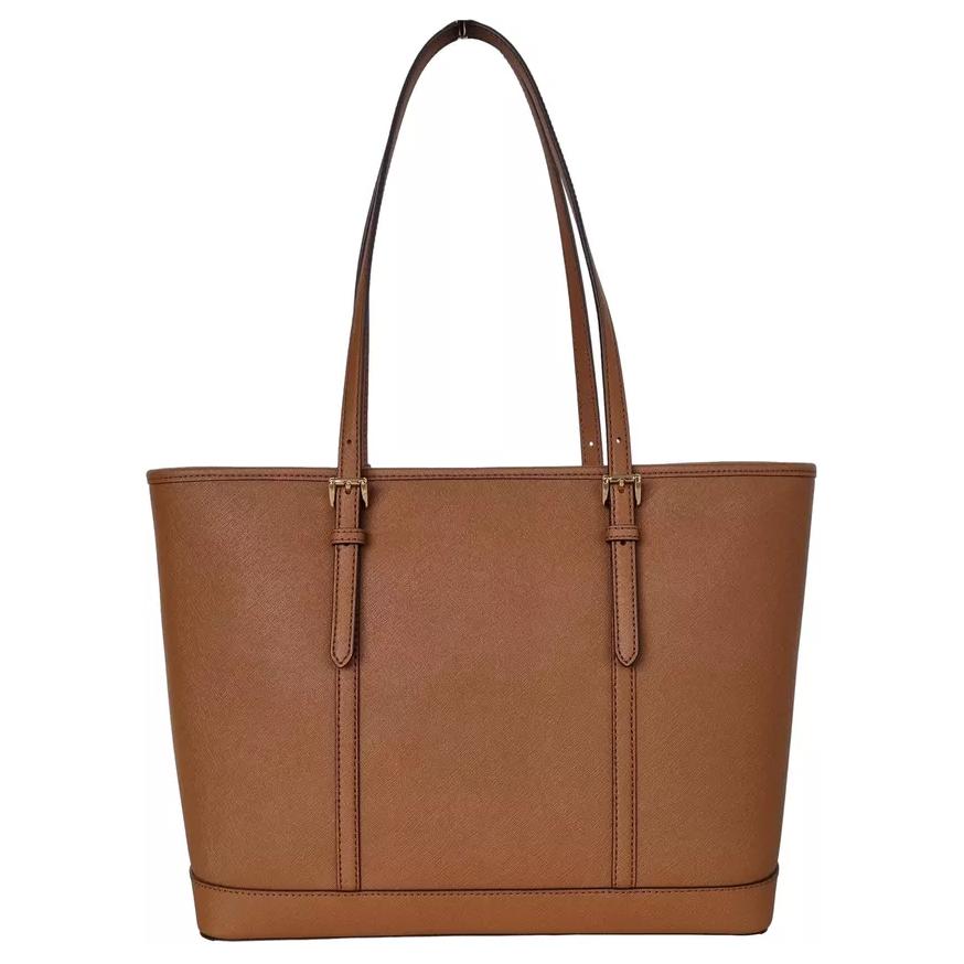Michael Kors Mk Jet Set Travel Однотонная Винтажная Большая Вместимость Подвеска с Логотипом-Буквой Кожаная Сумка-Тоут для Поездок и Повседневного Использования Сумка для Покупок Сумка через Плечо 35F0GTVT9L-LUGGAGE