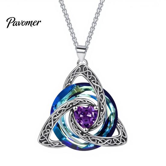 Elegant Jewelry for Girlfriend Celtic Knot Birthstone Necklace Women, Cubic Zirconia Pendant Necklace, Eternal Memory Irish Jewelry, Gift Her