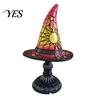 Halloween Nightstand Lamp Stained Glass Witch Hat Lamp, USB Powered Night Light for Bedroom Shelf Cozy Lighting Decor, Warm Glow Gothic Table