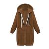 Women Sweatshirt Coat Hooded Adjustable Drawstring Long Sleeve Coat with Pockets Solid Color Mid-length Outerwear