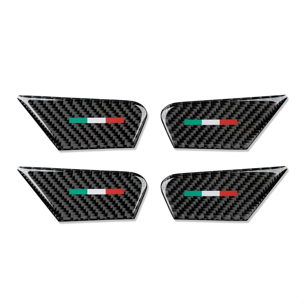 4PCS Car Inner Door Bowl Cover Trim Carbon Fiber Sticker Decal fits for Alfa Romeo Giulia Stelvio Tonale 2016 2017 2018 2024 2025 2026 Interior