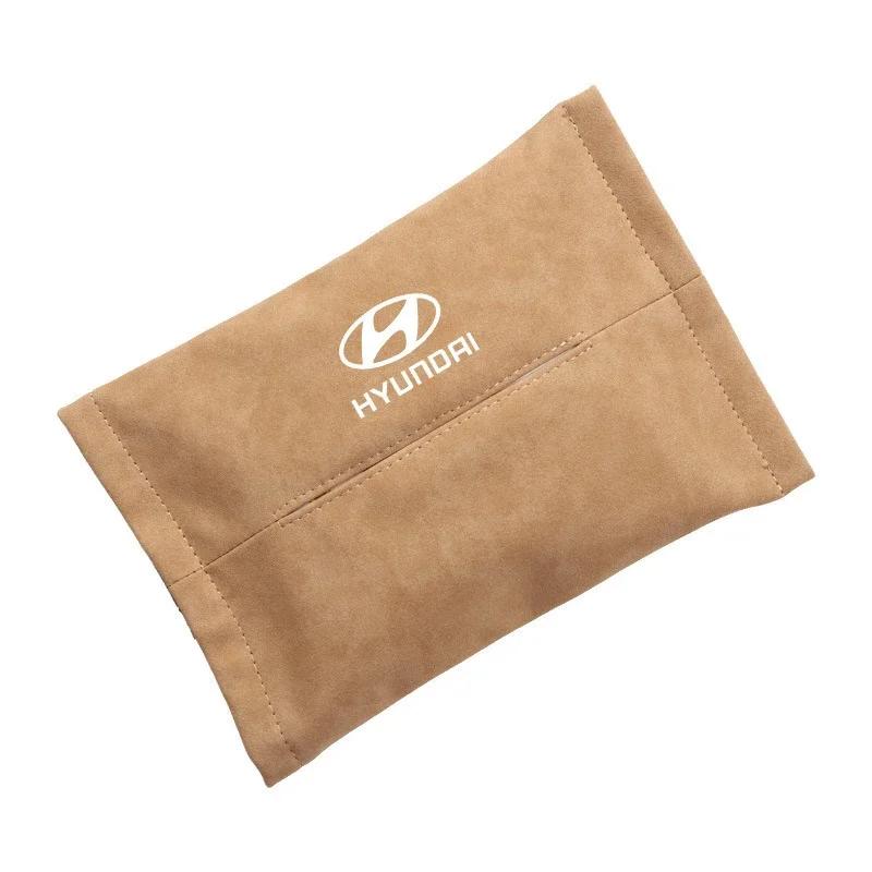 For Hyundai I20 Tucson Elantra I30 Accent IX35 Mistra Sonata Getz Solaris Suede Car Tissue Box Cover Napkin Paper Storage Box RR77