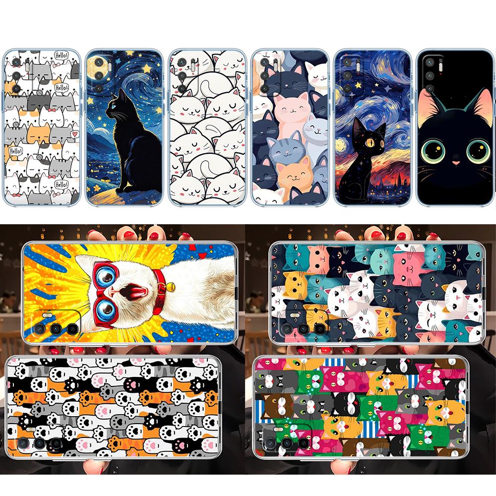 FM15 Кошка Котёнок Мяу Мягкий Чехол Прозрачный Чехол для Телефона для Samsung Galaxy A04 A04S A14 A23 A34 A54 M23 M33 M52 M53