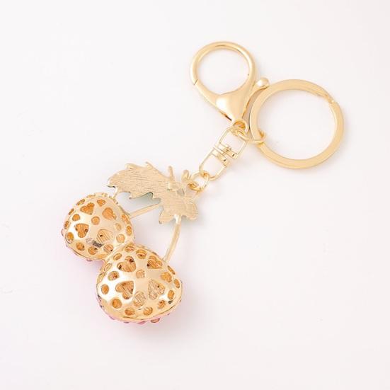 Girl Keyring Cherry Shape Charm Sparkling Rhinestone Keychain Pendant Bag Handbags Backpacks Charm Accessories