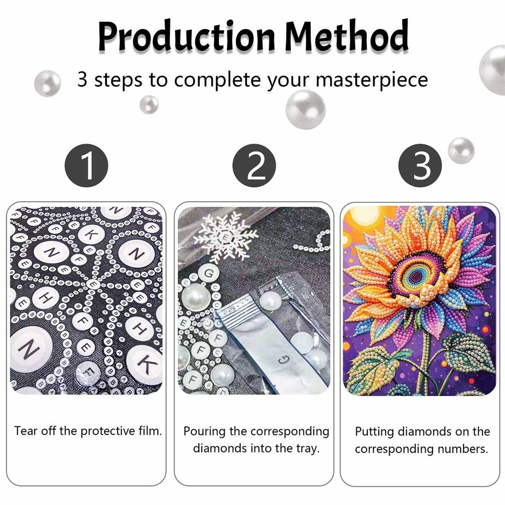 DIY 3D Pearl Diamond Painting Art Set Colorful Sunflower Home Decor Art Set Wall Art