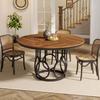 Tribesigns Round Dining Table 120cm, Wooden Kitchen Table with Sturdy Metal Base for 4-6 People, Large Round Dining Table
