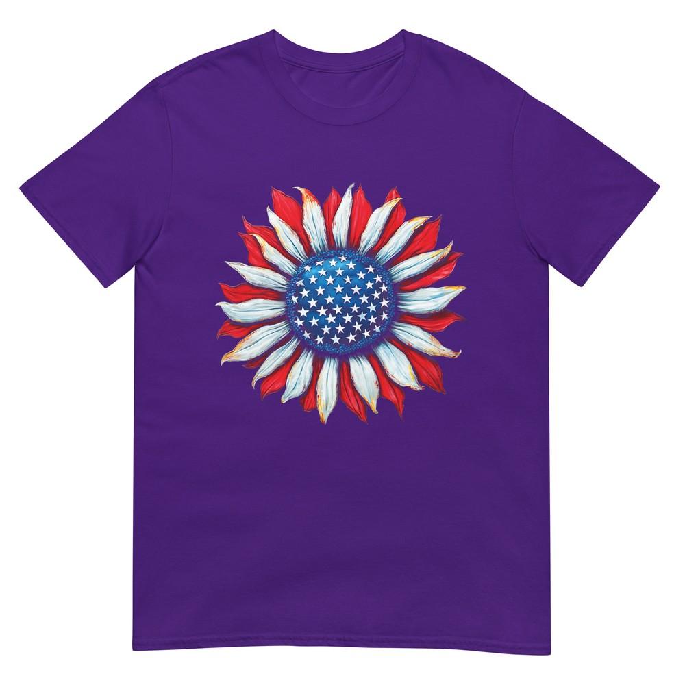 Sunflower American Flag 4th Of July Unisex Unisex Merica Usa Tshirt