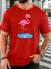 Unisex Short Sleeve T Shirt Cute Pink Flamingo Graphic Tee Water Print Tops Summer Soft Cotton Casual Street Wear For Adult Male