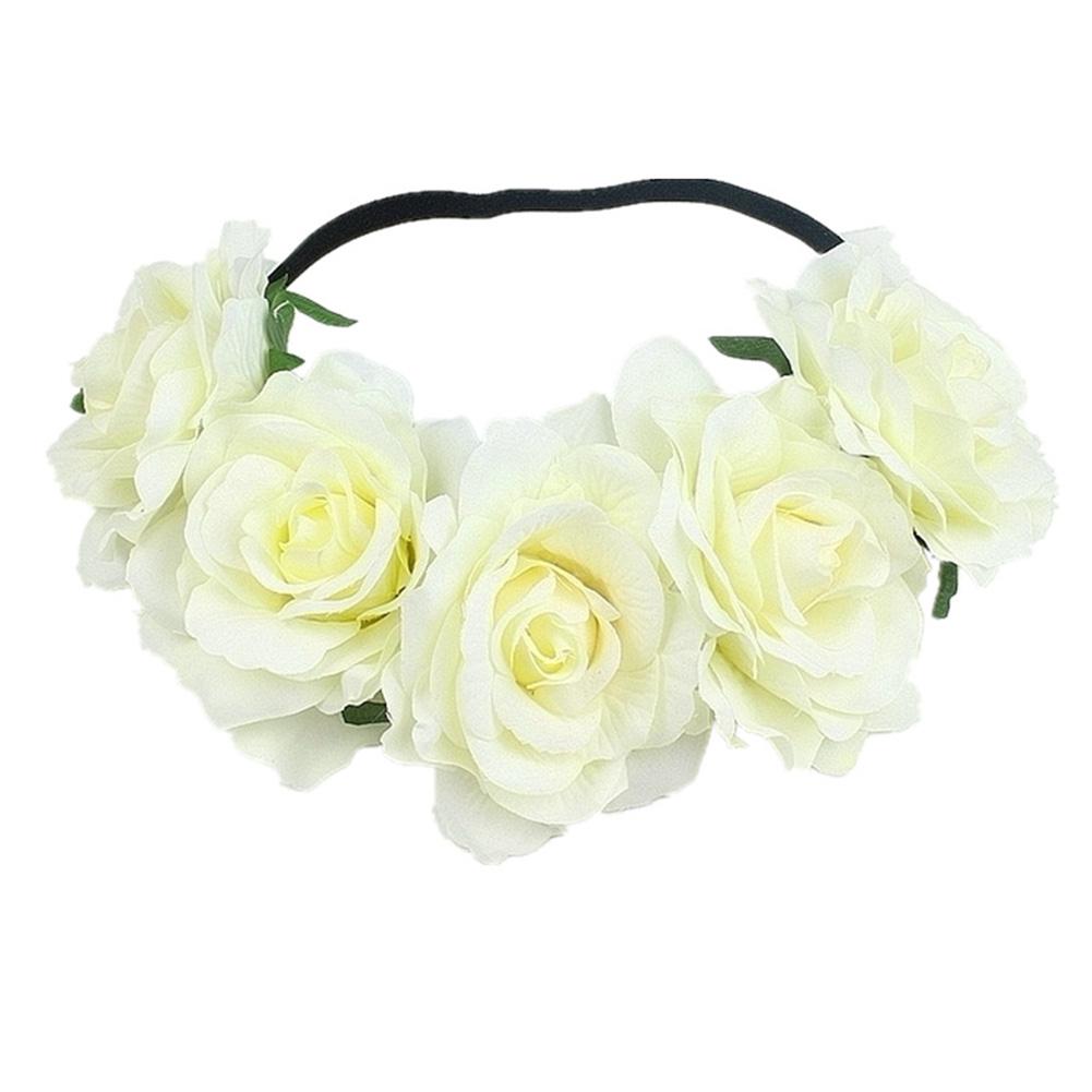 Artificial Flower Garland Rose Love Shape Wreath Headband Silk Rose Wedding Car Decor