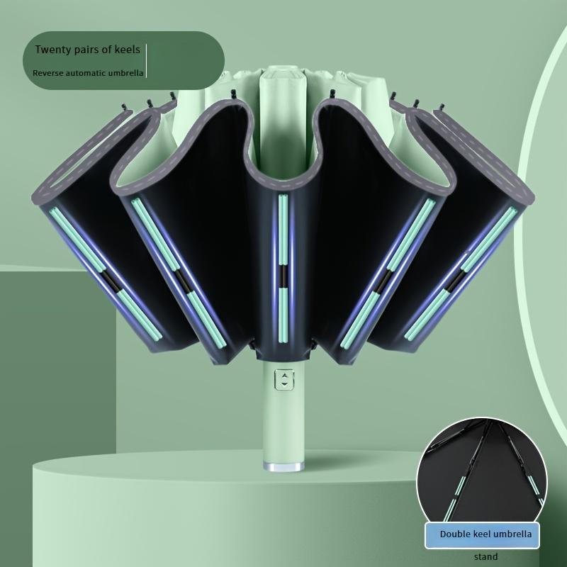 Compact In Size, the Gem-blue Automatic Reverse Umbrella Is Waterproof and UV-resistant.
