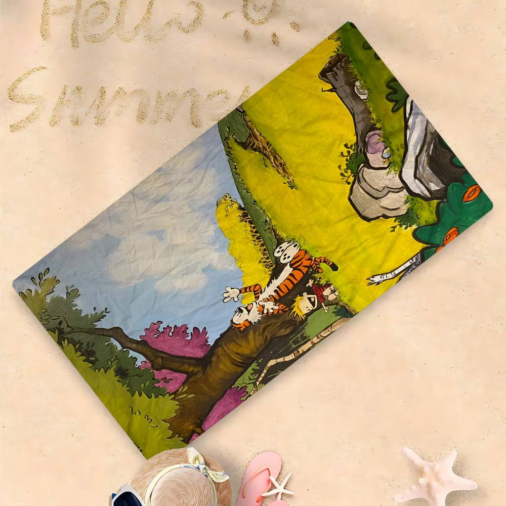 C-Кэлвин и Гоббс Микрофибра Пляжное полотенце Впитывающее Быстросохнущее Мягкое Йога Плавание Курорт Альпинизм Полотенце