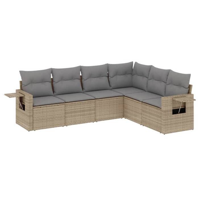 VidaXL Salon de Jardin avec Coussins 6 pcs, Canapés de Terrasse, Ensemble de Meubles de Patio, Mobilier d'Extérieur, Beige 3252546