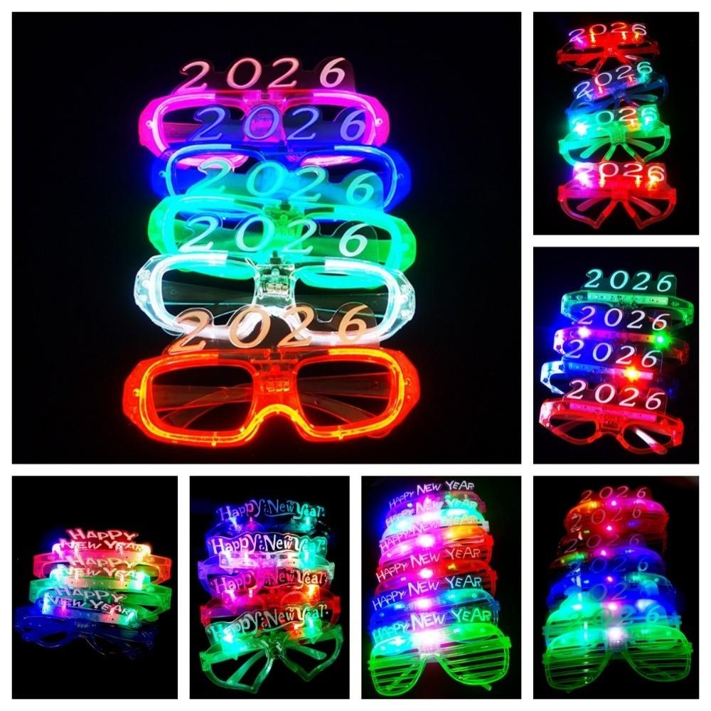 Квадратная/В форме сердца 2026 Светодиодные светящиеся очки Светодиодные светящиеся очки для новогодней вечеринки Рейв Ночной клуб