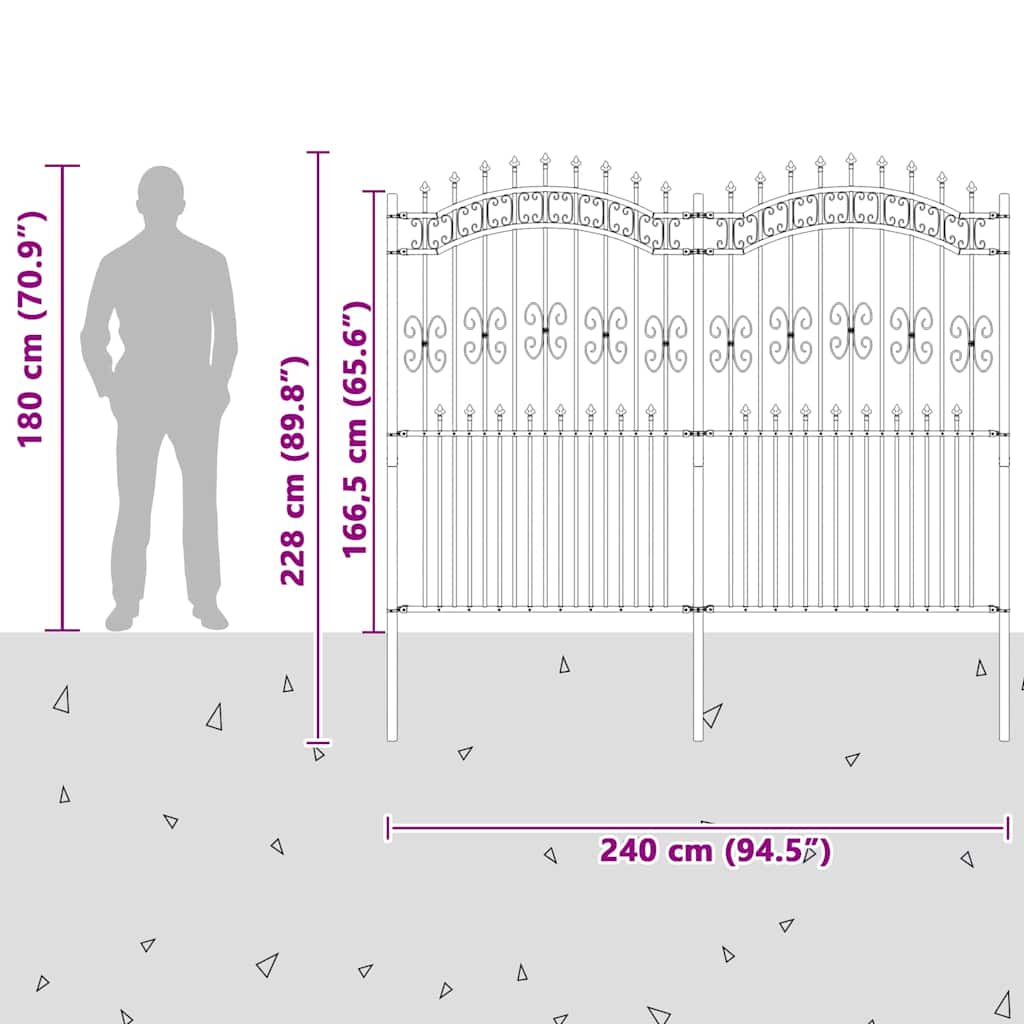 Garden Fence KAMPEN 240 x 228 cm Mesh Powder Coated Steel