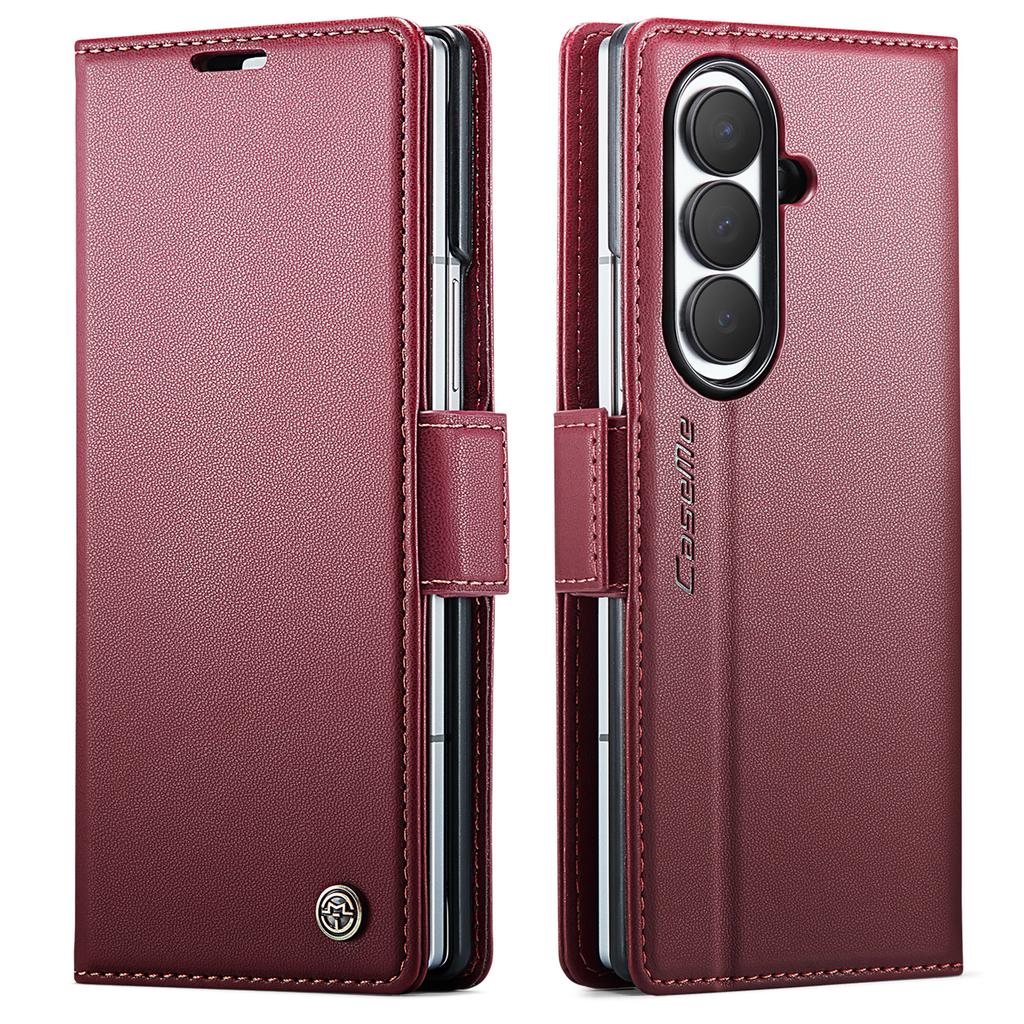 Для Samsung GALAXY S26 / S26+ / S26 Ultra S25 S24 S23 S22 S21 S20 CaseMe-023 Боковая пряжка Магнитная книжка Чехол-кошелек из ПУ кожи Чехол-книжка