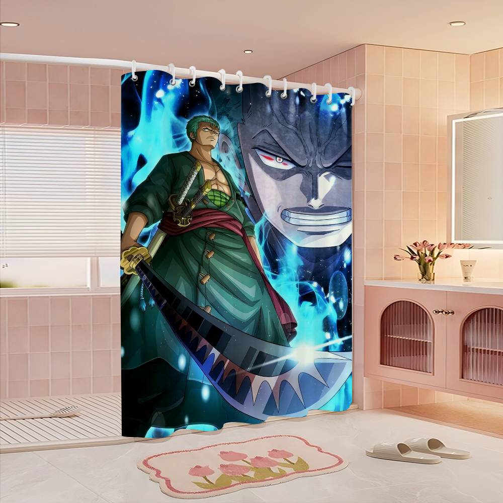 RORONOA ZORO ONE PIECE Аниме Современная Простая Занавеска для Душа Декоративная для Ванной Комнаты Полиэстеровая Занавеска для Душа С Крючками