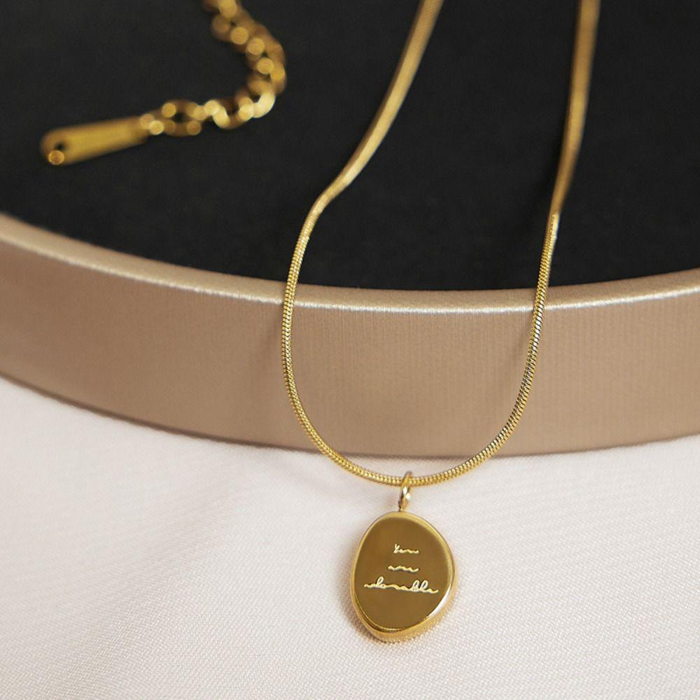 Ожерелья с маленькой круглой подвеской из титановой стали, минималистичная цепочка для ключиц, ожерелье с буквой, для девушек