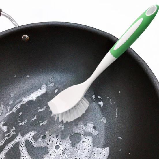 Щетка для кастрюли с плотной щетиной, длинная ручка, лопаточка, насадка, хороший отскок, экономящая трудозатраты, щетка для мытья посуды, кухонный гаджет