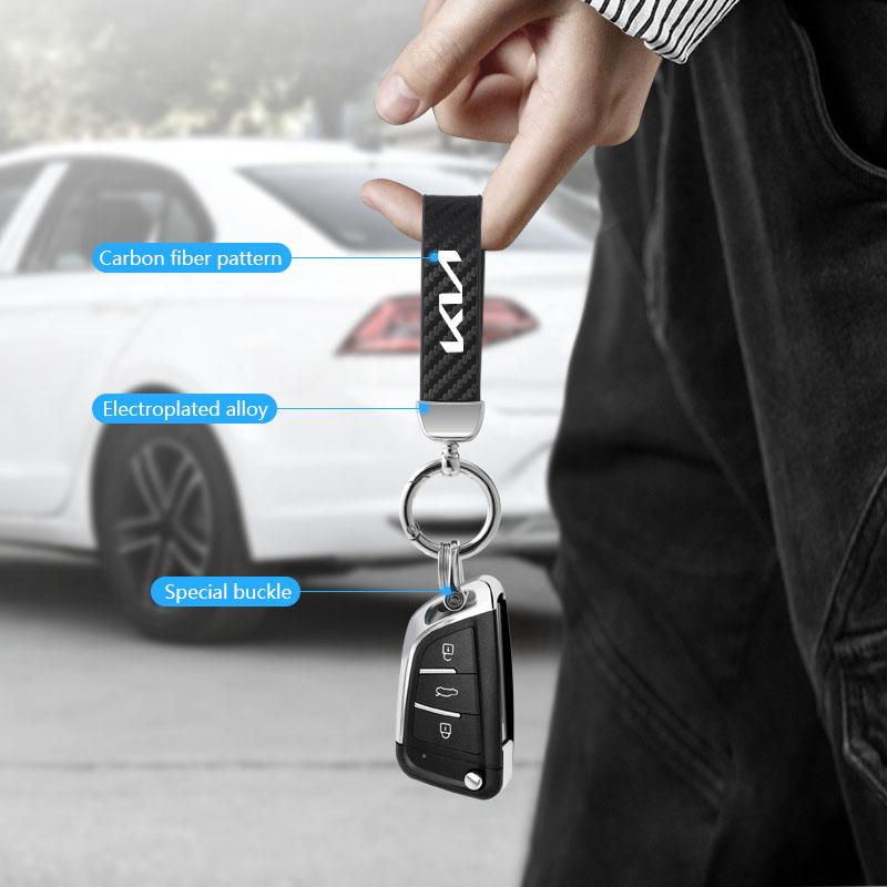 YEZP2 Кожа Карбон Люкс Логотип Автомобиля Брелок Сплав Цинка Эмблема Брелок Для KIA EV6 Stinger RIO Sorento Picanto Ceed Borrego Syros K4