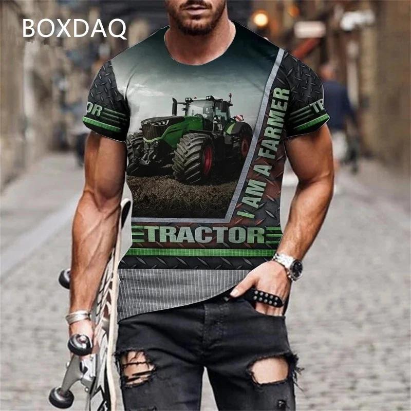 Мужские футболки с коротким рукавом и круглым вырезом с 3D-принтом «Трактор», «Автомобиль», «Фермер», «Инструменты», «Спортивные футболки»