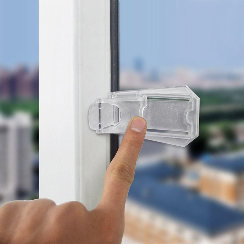 Transparent Sliding Door Lock Self-adhesive Sliding Sash Stopper for Child Security Protection