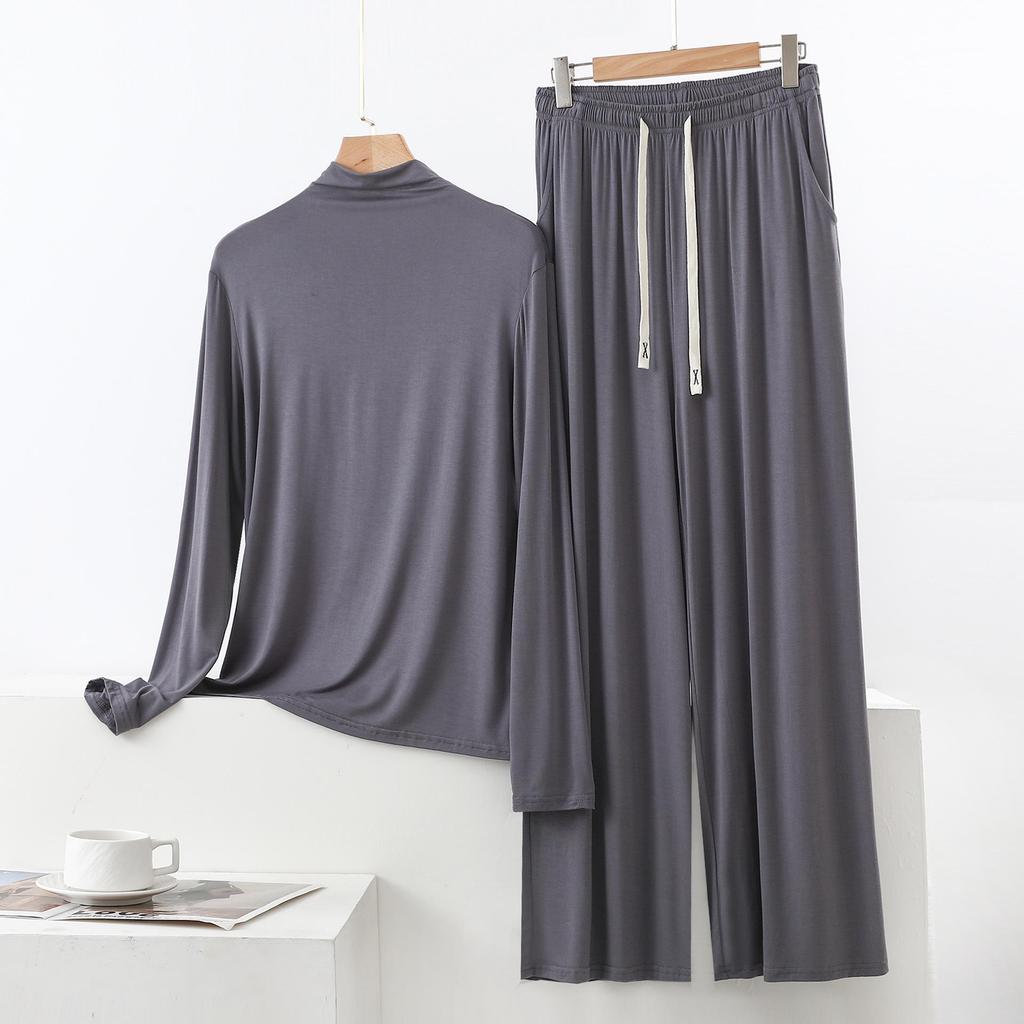 Женский пижамный комплект с высоким воротником и длинным рукавом с защитой плеч - Мягкий, гладкий, больших размеров, летняя одежда для сна