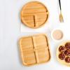 Wood Divided Serving Tray Dinner Platter Round Square Snack Tray Dry Food Storage Organizer Candy Nut Holder Platter