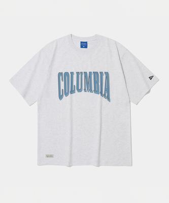 COLUMBIA UNIVERSITY Винтажные футболки с треснутым логотипом, короткий рукав, светло-меланжевые