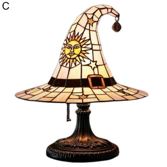 Witch Hat Lamp LED Night Light Soft Glow Battery Powered Handmade Gothic Wizard Hat Shape Light Bedside Lamp Decoration