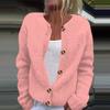 Women's Fashion Solid Colour Long Sleeve Knitted Cardigan Button Up Jacket