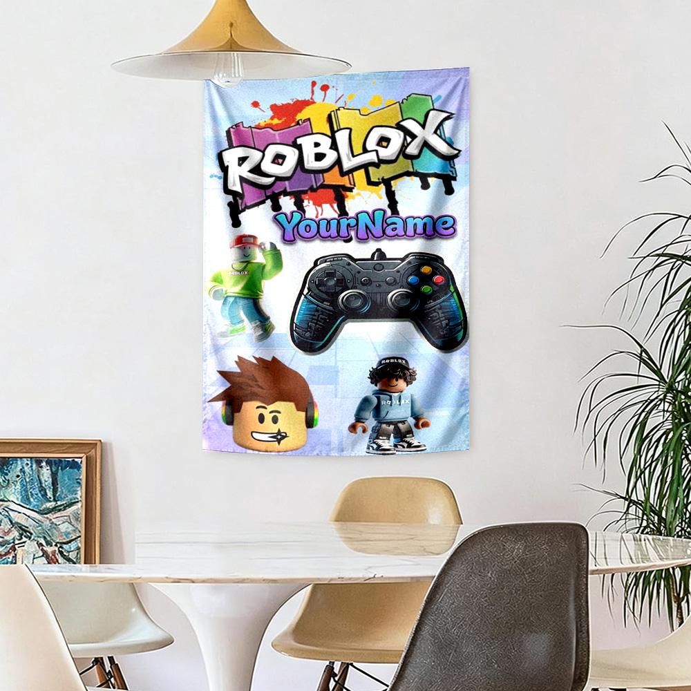 Roblox Индивидуальный Декор Стены с Вашим Именем Гобелен Арт Для Памяти Питомца День Рождения Свадебная Вечеринка Фон Семейный Подарок