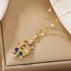 Classic Charm Micro-inlaid Colorful Opposite Sex Zircon Small Turtle Necklace Exquisite Fashion All-match Gift