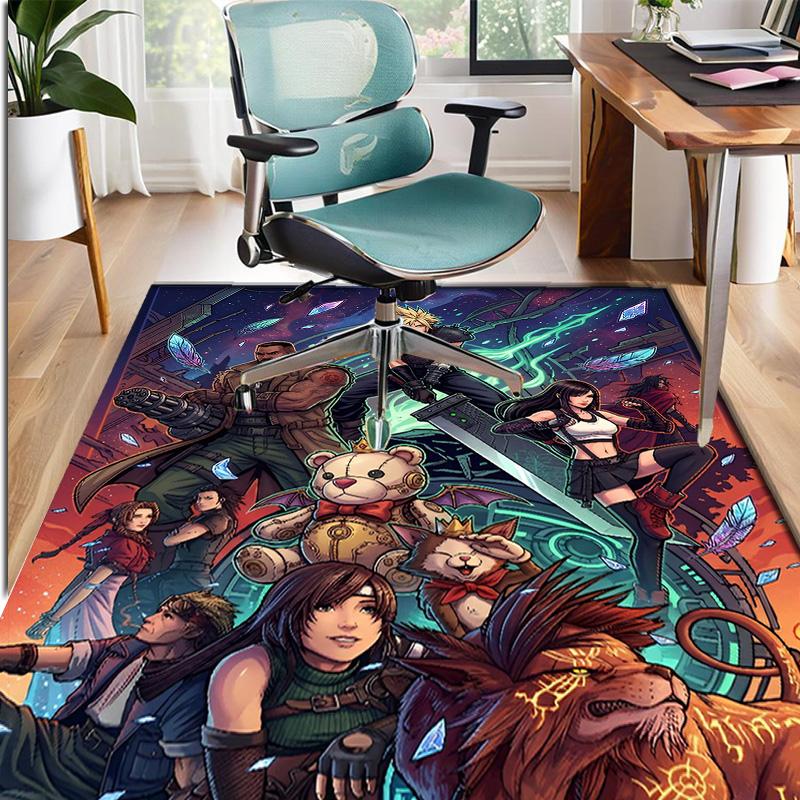 Final Fantasy Pattern Rug, Indoor/Outdoor Mat, for Picnic, Gameroom, Bedroom, Office, Living Room, Home Decor Carpet, Birthday Gift