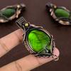 Natural Green Labradorite Stone Handmade Copper Wire Wrapped Pendant 2.8" c8M52