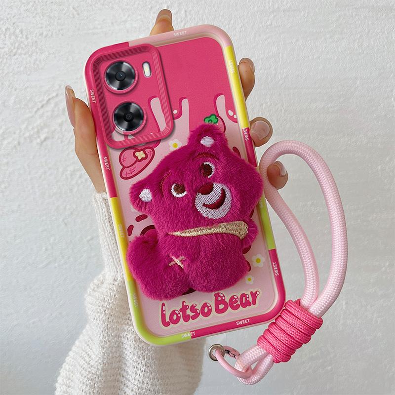 KEYSION Милый 3D мультяшный плюшевый чехол для OPPO A57 4G A57 S A77 с ремешком, силиконовый противоударный чехол для телефона Realme Narzo 50 5G