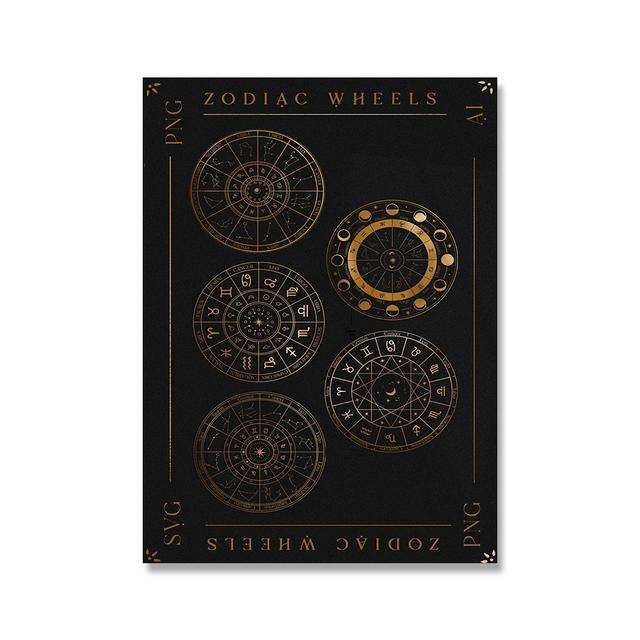 Гороскоп Гадание Плакат Астрология Зодиак Фаза Луны Символы Печатает Холст Картины Настенные Художественные Фотографии Ведьма Декор Для Гостиной