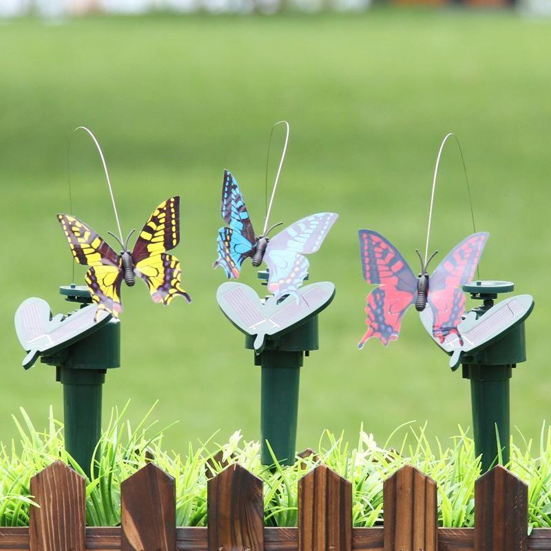 Garden Decoration Solar Powered Dancing Fluttering Butterflies Flying Humming Bird Garden Yard Outdoor Home Decoration Farmland