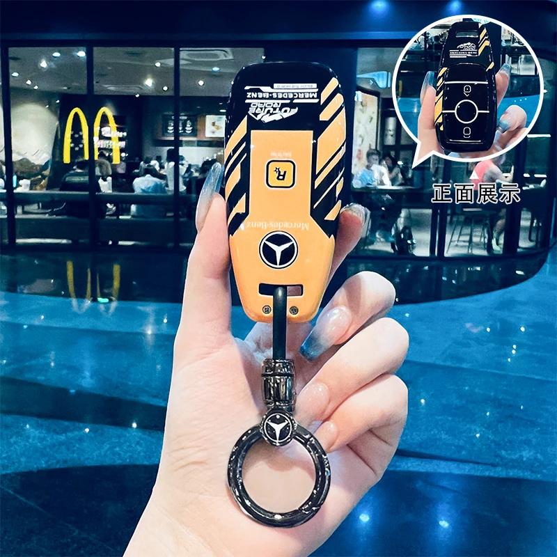 SFX1 Car Key Case Cover for Mercedes Benz 2022 C S Class W206 W223 S350 C260 C300 S400 S450 S500 TPU Shell Fob Holder Protector