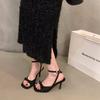 Fashion Fashion French Woman Shoes Summer New Square Toe Heels Simple Versatile Women's Sandals Comfort Temperament Women Heeled Sandals