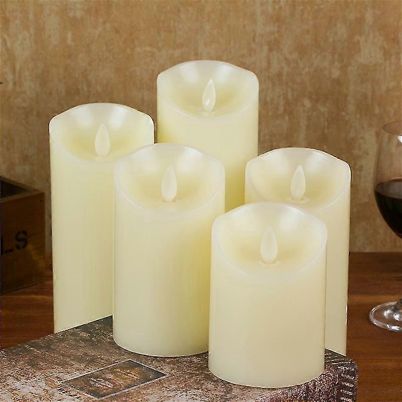 5pcs Flame Electronic Candle Flickering Led Pillar Chapel Candle Lights Home Party