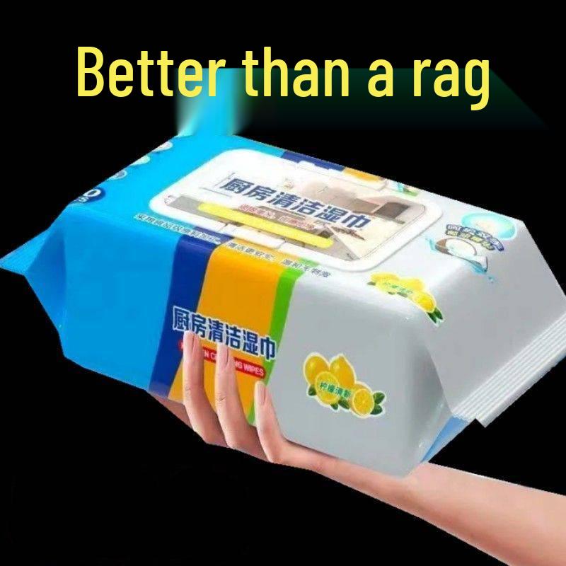 Большая упаковка кухонных влажных салфеток - 40 шт., Плотные и прочные для удаления жира, с повторно закрывающейся крышкой