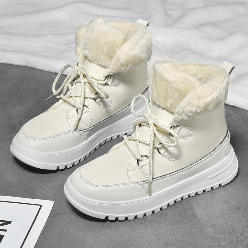 Зимние женские зимние ботинки, теплая обувь до середины икры для холодной погоды, уличная плюшевая обувь, нескользящая утепленная обувь