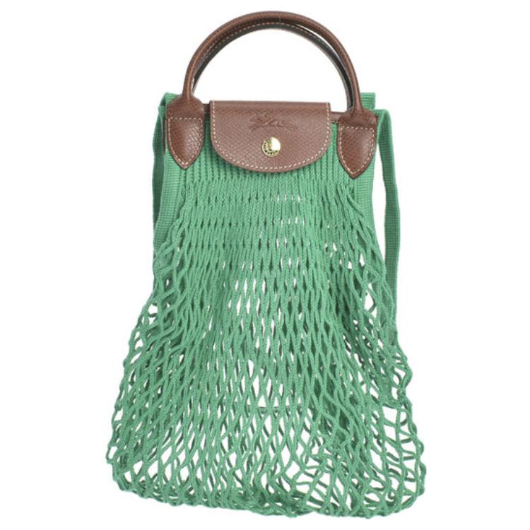 Longchamp Le Pliage Повседневная Мода Большая Вместимость Хлопок С Кожаной Отделкой Сумка-Тоут Сумка Через Плечо Женские Сумки Зеленый 10121HVH129