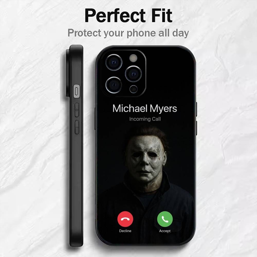 Ужасающий M-Майкл M-Майерс Чехол для телефона для iPhone17,16,15,14,13,12 Plus,Max Мягкий Силиконовый Черный Чехол