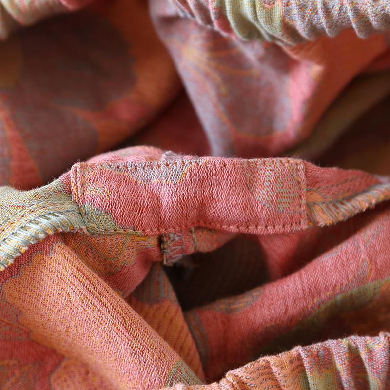 Летние женские шорты 100% хлопок винтажная пряжа ткачество напечатанная пижама тонкие свободные карманы шорты домашние брюки