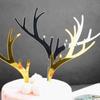 Год Олень Лось Золото Серебро Акриловое Рождественское Украшение Оленьи Рога Товары для Вечеринки Топпер для Торта